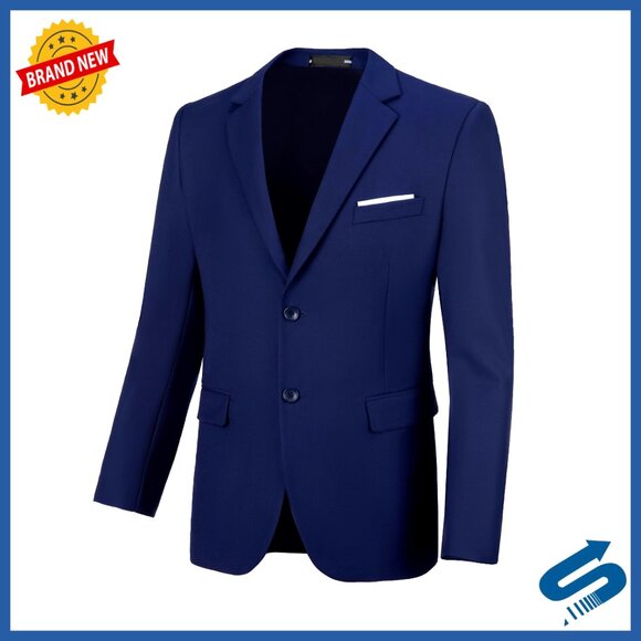 Slim Fit Blazer Notch Lapel Polyester Blend Regular Fit Two Button Closure